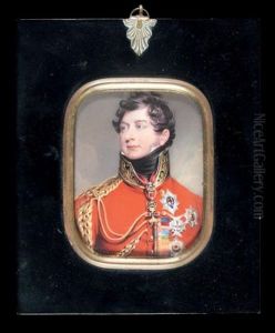 Portrait Du Roi George Iv Comme Prince Regent (1762 - 1830), En Uniforme De Marechal De Camp, Portant Les Ordres De La Toison D'or, De La Jarretiere, Du Saint - Esprit Et De L'aigle Noir, D'apres Sir Thomas Lawrence by Henry Bone