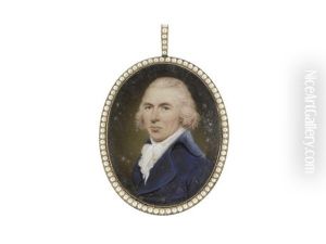 A Gentleman, Wearing Blue Coat, White Waistcoat, Chemise, Stock And Tied Cravat, His Hair Powdered