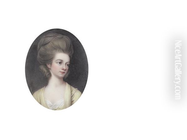 Mary Manners-sutton Nee Thoroton (1783-1829), Wearing Yellow Dress Over White Underslip, Her Natural Wig Rolled And Worn High - view 1