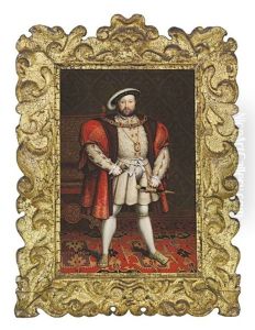 King Henry Viii, In A Heavily Embroidered Taupe Silk Tunic And Codpiece (after Hans Holbein The Younger) by Henry Bone