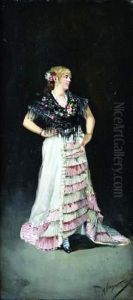 Portrait De Jeune Femme En Pied by Manuel Alcazar Y Ruiz