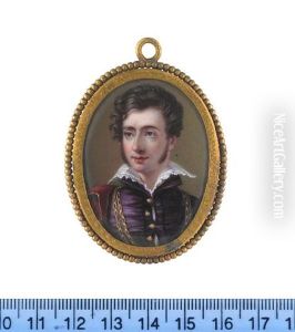 Comte Victor Louis Alfred De Vaudreuil, Wearing Purple Doublet With Gold Buttons, White Chemise With Lace Trim To The Collar, Double Stranded Gold Chain