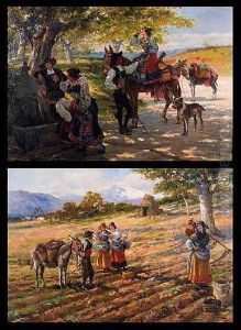 Pareja De Escenas Campestres by Manuel Alcazar Y Ruiz