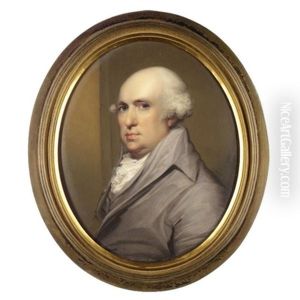 A Portrait Of George Stubbs (1724-1806) Wearing A Grey Coat With A White Cravat by Henry Bone