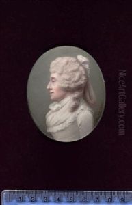 Mrs Susan Farington, Profile To The Left, Wearing White Dress With Frilled Fichu And Knotted Neckerchief, A White Ribbon In Her Powdered Hair Worn In A Banging Chignon by Henry Bone