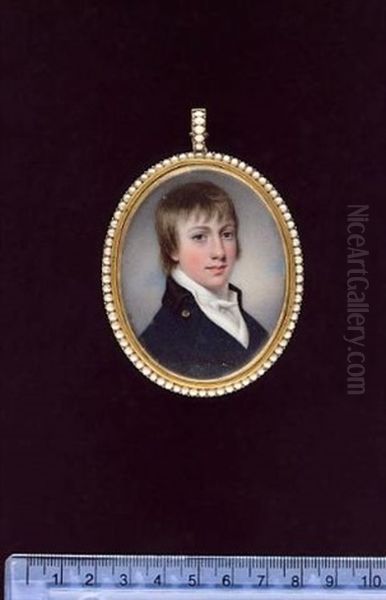 The Poet Robert Bloomfield (1766-1823), Wearing Blue Coat With Black Collar, White Waistcoat And Tied Cravat - view 1