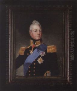 William Iv, King Of England, Wearing Black Coat With Gold Embroidered White Collar, Gold Epaulettes, The Blue Sash And Breast Star Of The Order Of The Garter And Breast Star Of The Order Of The Bath