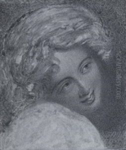 Portrait Of Emma, Lady Hamilton, Wearing White Robes, A Blue Ribbon In Her Blonde Hair by Henry Bone