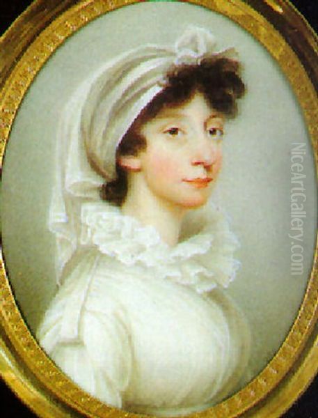 Mrs. John William Hope Wearing White Dress With Ruff Collar And Turban - view 1