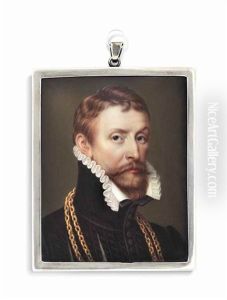 A Gentleman, Formerly Called A Self-portrait Of Sir Antonis Mor (c. 1517-1577), In Black Doublet, Slashed To Reveal White, White Ruff Collar, Wearing Gold Chains