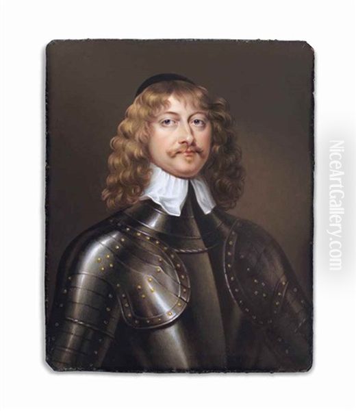 James Graham, 1st Marquis Of Montrose (1612-1650), In Gilt-studded Armour And White Lawn Collar, Black Skull Cap In His Curling Fair Hair, Small Beard And Moustache - view 1