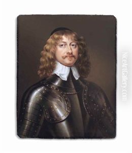 James Graham, 1st Marquis Of Montrose (1612-1650), In Gilt-studded Armour And White Lawn Collar, Black Skull Cap In His Curling Fair Hair, Small Beard And Moustache