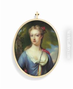 Anne, Countess Craven, Nee Tylney (c. 1705 - 1729/30), In Blue Dress Over White Chemise, Wearing A Pink Cloak Attached With A Jewelled Chain