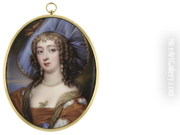 Dorothy Spencer Nee Sydney, Countess Of Sunderland (1617-1684), Wearing Umber Robe Over White Chemise, Four Large Rubies To Her Sleeve, A Brown Stole Draped Around Her Shoulders - view 1