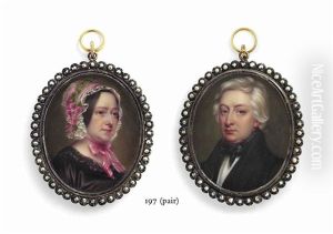 A Self-portrait Of The Artist And His Wife Anna Maria; He, In Black Coat, Waistcoat And Stock, She In Black Dress, White Bonnet With... (2 Works) A Self-portrait Of The Artist And His Wife Anna Maria; He, In Black Coat, Waistcoat And Stock, She In Black Dress, White Bonnet With... (2 Works)