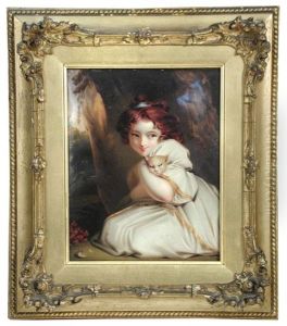 A Red-haired Girl Below A Tree Holding A Kitten After Sir Joshua Reynolds by Henry-Pierce Bone