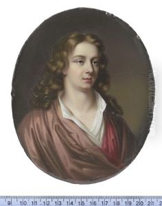 Abraham Cowley (1618-1667), Wearing Brown Cloak With Crimson Lining And White Chemise, His Natural Wavy Locks Worn To His Shoulders. (after Mary Beale)