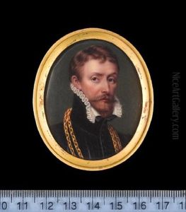 Sir Antonio Mor, Wearing Black Doublet, White Frill-edged Collar And Double Gold Chain