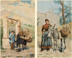 Pojenie Osiolka/ Mleczarka (para Obrazow) by Hiacynt Alchimowicz