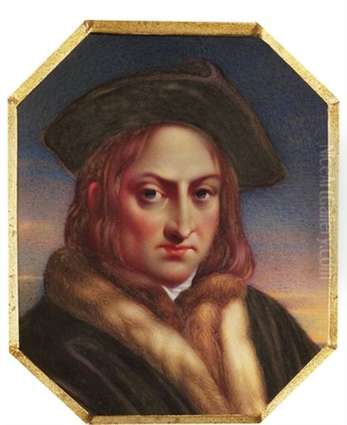 A Gentleman In Fox Fur-lined Black Robe - view 1