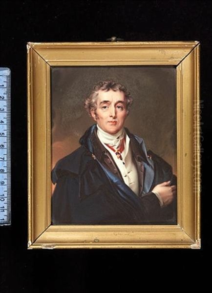 Arthur Wellesley, 1st Duke Of Wellington, Wearing Brown Coat, White Waistcoat, Tied Cravat, Blue-lined Black Cloak With Gold Clasps - view 1