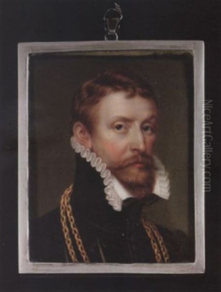 Self-portrait, Wearing Black Doublet, Slashed To Reveal White, White Ruff Collar And Two Gold Chains - view 1