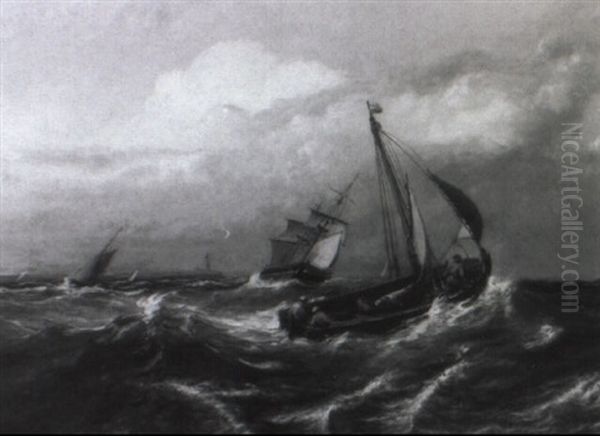 Segelboote Und Schiffe Auf Hoher, Rauher See - view 1