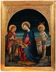 Maria Mit Dem Kind Umgeben Von Engeln, Mit Den Heiligen Rochus Und Sebastian by Benedetto Bonfigli