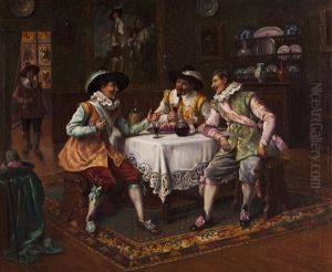 Interior Scene With Noblemen by Gaston Bonfils