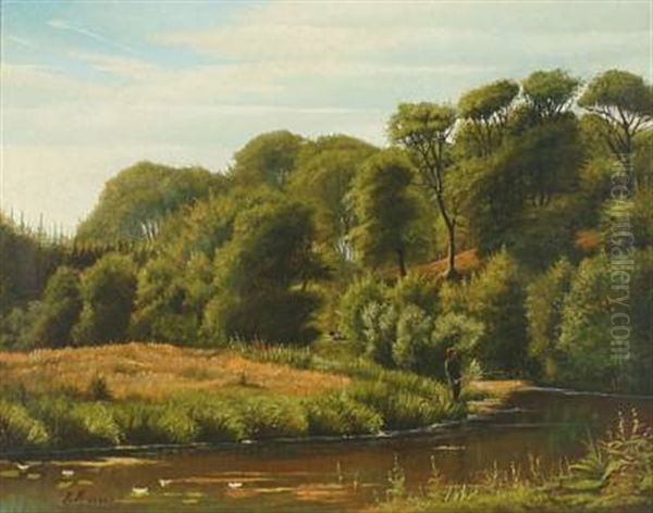 Fishing Boy By River - view 1