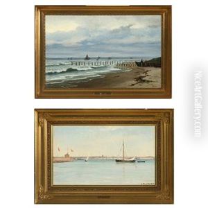 Along The Coast (+ Seascape With Sailing Ships, Smllr; 2 Works) by Louise Marie Magdalene Bonfils