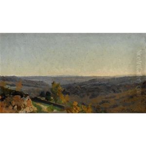 Landscape With Mountain In Distance by Auguste Bonheur