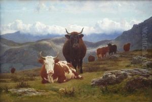 Paturage Dans Les Alpes Savoyardes by Auguste Bonheur