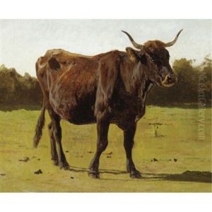 A Cow Grazing In A Meadow by Auguste Bonheur