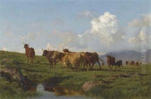 Rinder Auf Einer Weide by Auguste Bonheur