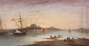 Scene Of The Bosphorus, View Of The Hagia Sophia by Ferdinand Bonheur