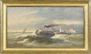 Bateaux Par Mer Agitee by Ferdinand Bonheur