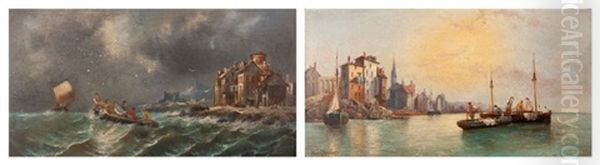 Navires Dans La Tempete, Les Pecheurs (pair) - view 1