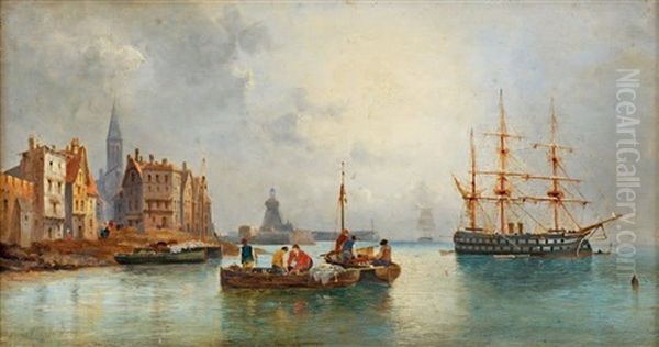 Barques Et Voiliers Dans Un Port Du Nord - view 1