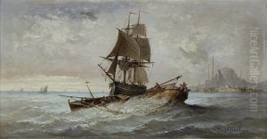 Fishing Vessels Off Istanbul by Ferdinand Bonheur