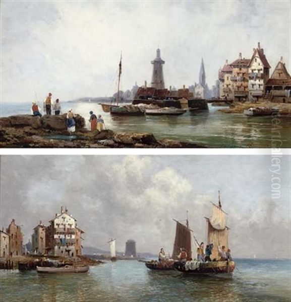 Waiting For The Catch (+ Fishing Off A Northern European Town; Pair) - view 1