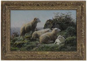 Sheep Resting On A Sunny Hillside by Juliette Peyrol Bonheur