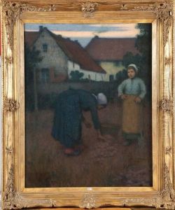 Jeunes Filles Ramassant Les Pommes De Terre Au Crepuscule