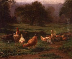 Barnyard Fowl In A Meadow by Juliette Peyrol Bonheur