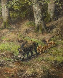Wild Boar With Piglets by Rosa Bonheur