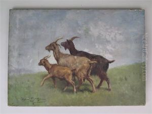 Famille De Chevres Au Paturage by Rosa Bonheur
