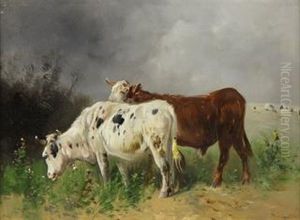 Two Bulls In A Pasture by Rosa Bonheur