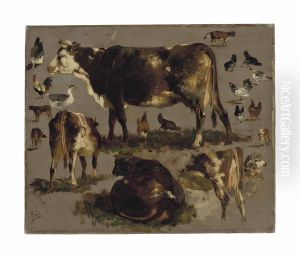 Studies Of Cows, Hens, Roosters, A Goose And A Sheep