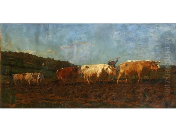 Loading The Hay Wagon; Ploughing With Oxen - view 1