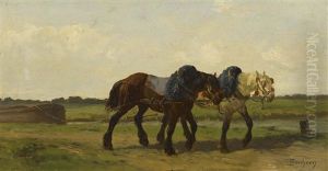Pferde Und Kuhe Am Wasser (pair) by Rosa Bonheur
